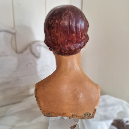 1920s French Wax Bust Mannequin Display Flapper