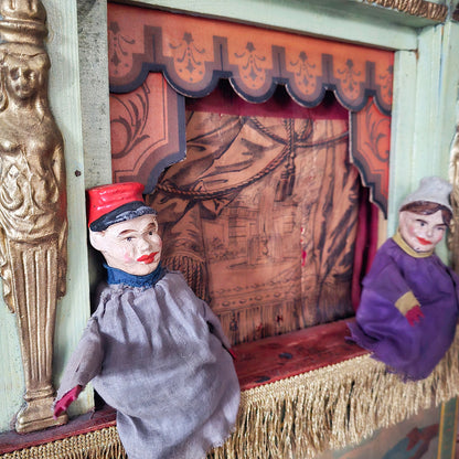 19th.Century Guignol Theater medium sizes with 2 puppets
