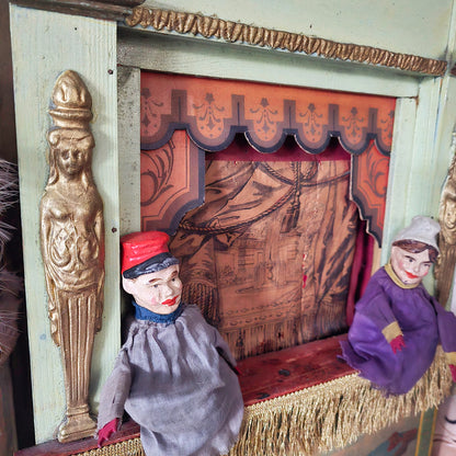 19th.Century Guignol Theater medium sizes with 2 puppets