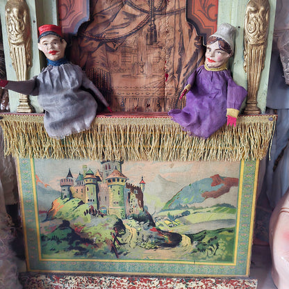 19th.Century Guignol Theater medium sizes with 2 puppets