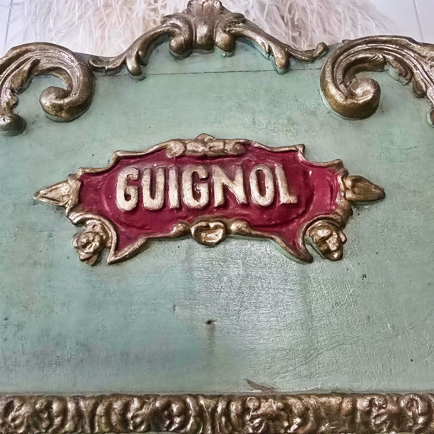 19th C. Guignol Theater with 2 Puppets Large