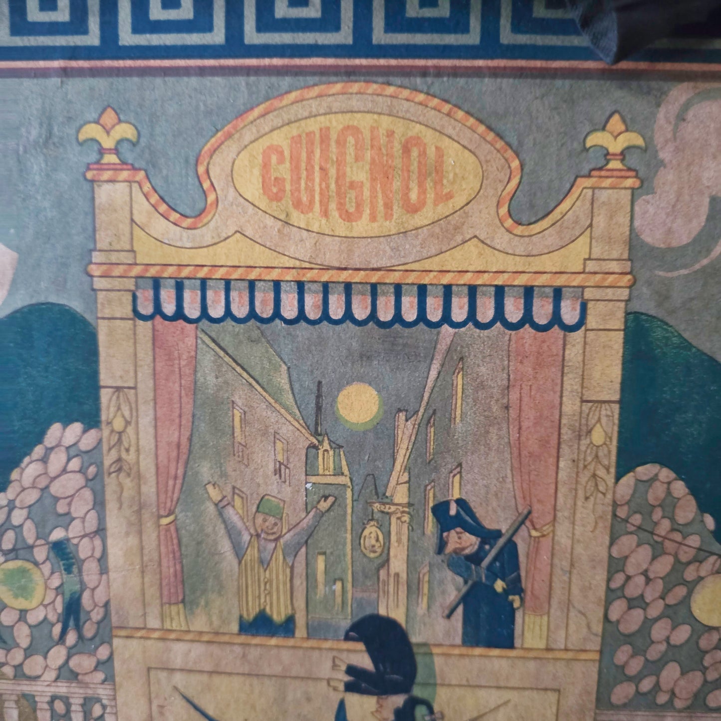 19th C. Guignol Theater with 2 Puppets Large