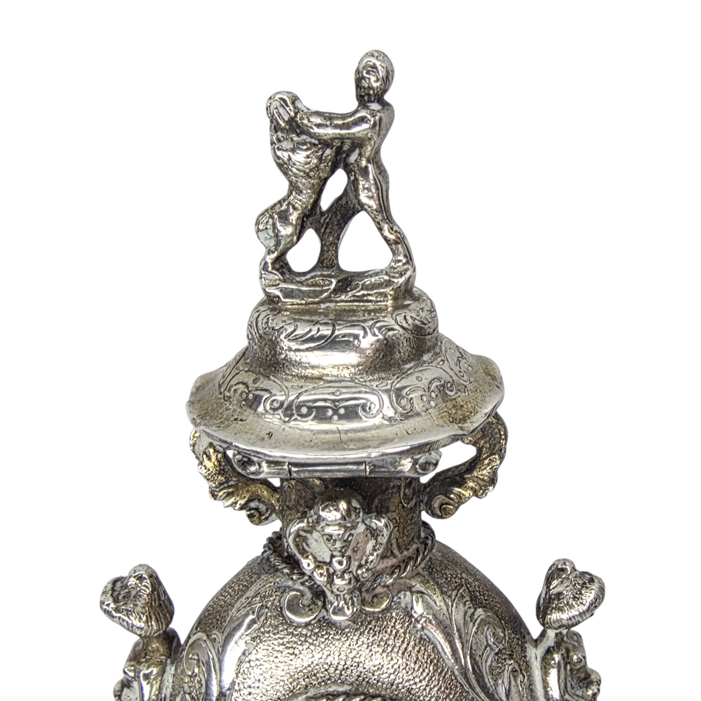Rare Antique European Silver Perfume / Vinaigrette Bottle with Rock Crystal Windows