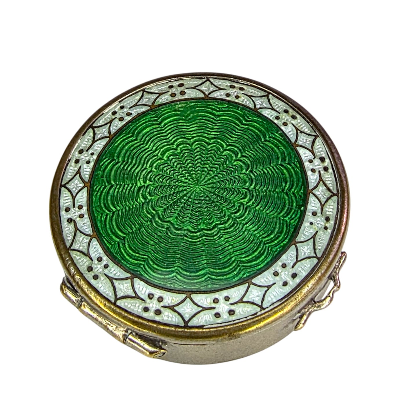 Antique French Guilloché Enamel Powder Compact Art Deco period, circa 1910–1920