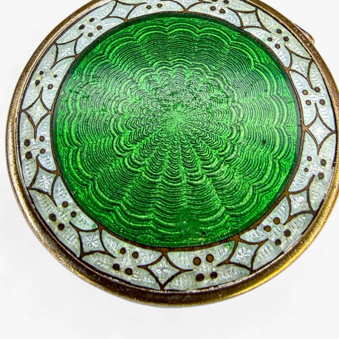 Antique French Guilloché Enamel Powder Compact Art Deco period, circa 1910–1920