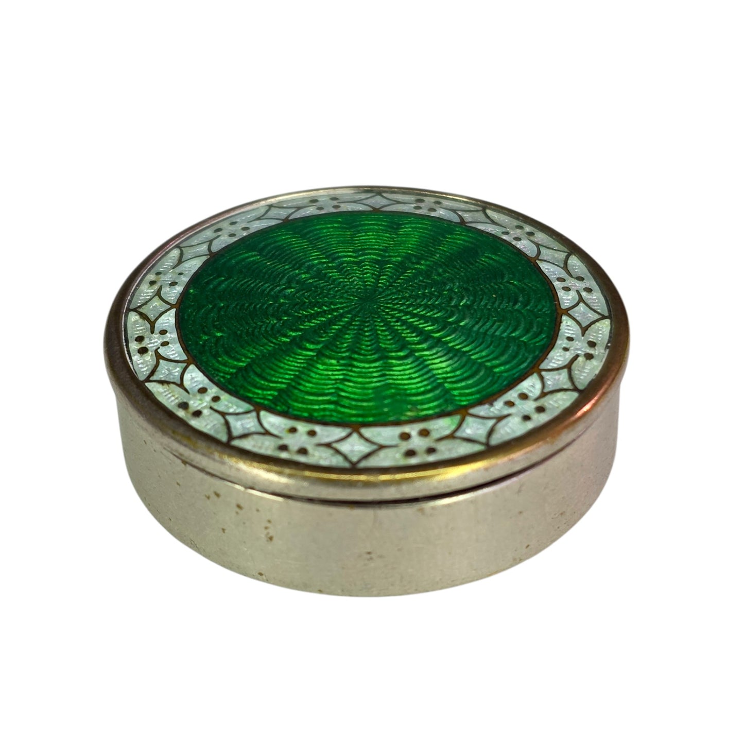 Antique French Guilloché Enamel Powder Compact Art Deco period, circa 1910–1920