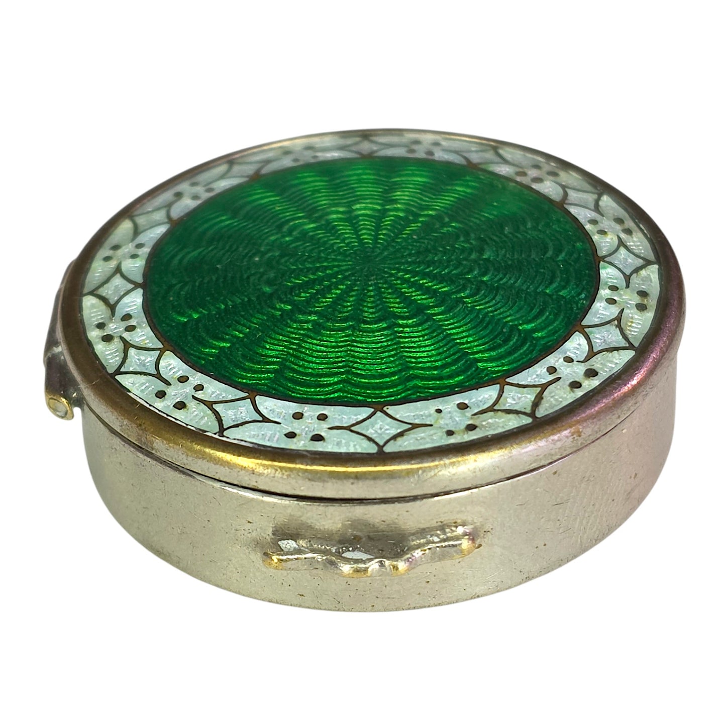 Antique French Guilloché Enamel Powder Compact Art Deco period, circa 1910–1920