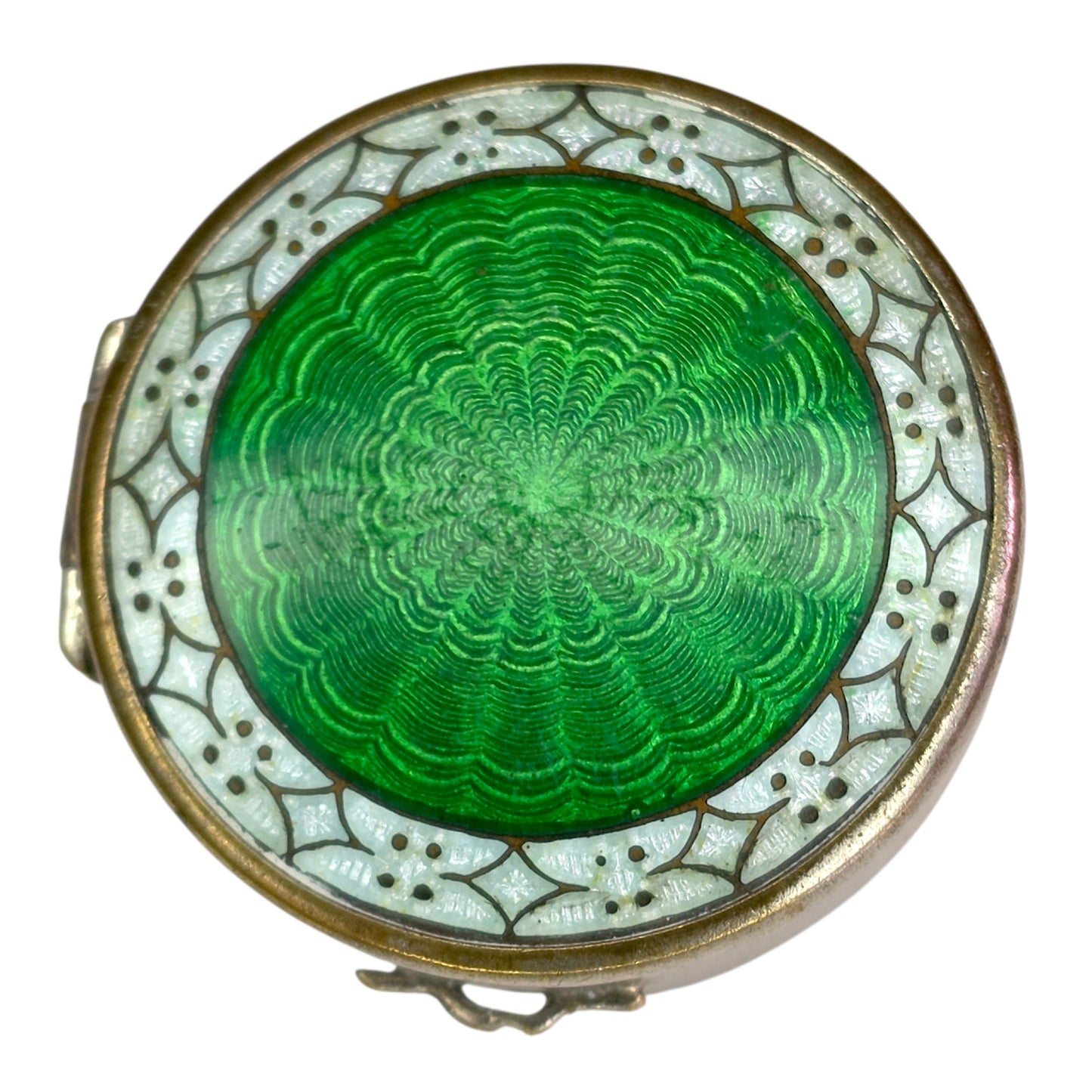 Antique French Guilloché Enamel Powder Compact Art Deco period, circa 1910–1920