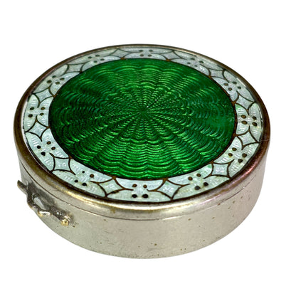 Antique French Guilloché Enamel Powder Compact Art Deco period, circa 1910–1920