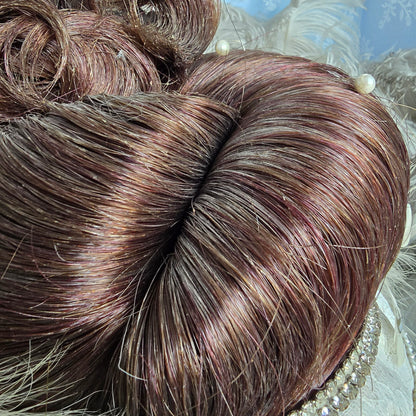 Vintage French Theater Wig with Rhinestones & Feathers – c. 1960s