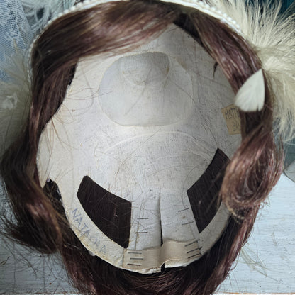Vintage French Theater Wig with Rhinestones & Feathers – c. 1960s