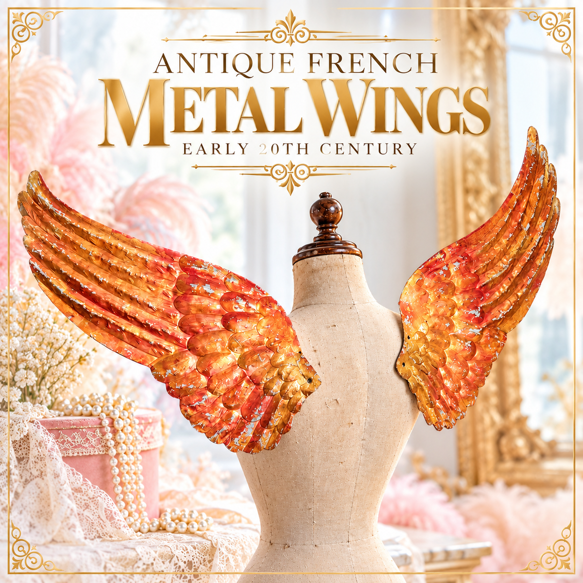 Charming Antique French Metal Wings – Early 20th Century