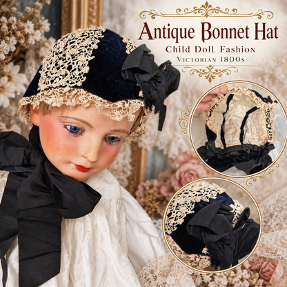 Antique Bonnet Hat Child Doll Fashion Victorian 1800s