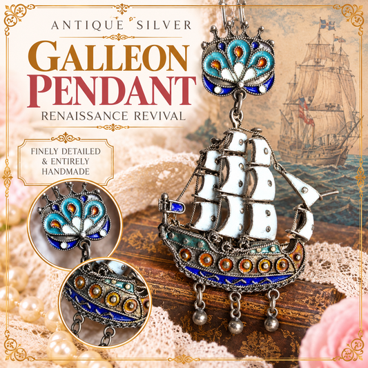 Exquisite Antique Silver Galleon Pendant – Renaissance Revival