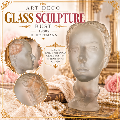 Art Deco Glass XLarge Sculpture Bust 1930' H.Hoffmann