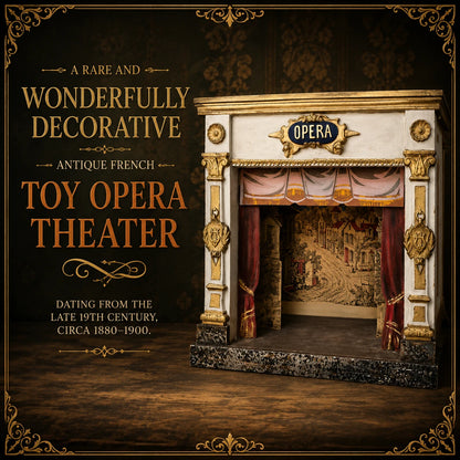 Rare Antique French Toy Opera Theater with Original Scenic Backdrop | Circa 1880–1900