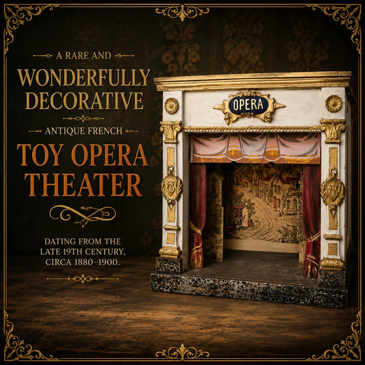 Rare Antique French Toy Opera Theater with Original Scenic Backdrop | Circa 1880–1900