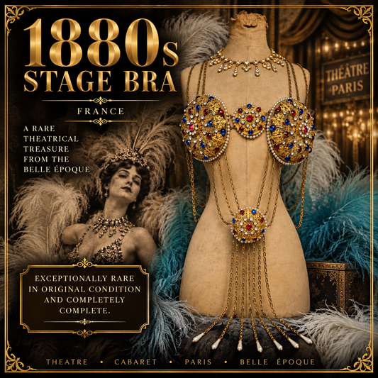 Exceptional 1880s French Theatrical Stage Bra – Complete Belle Époque Jeweled Costume