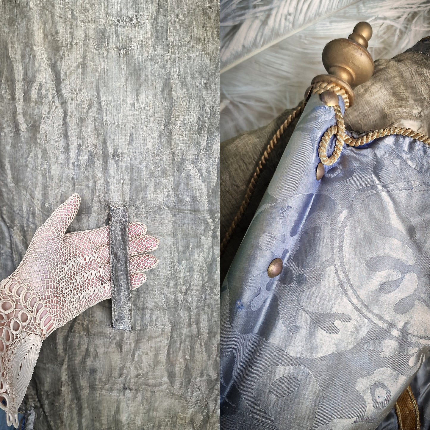 Antique French Embroidered Banner Wall Decor