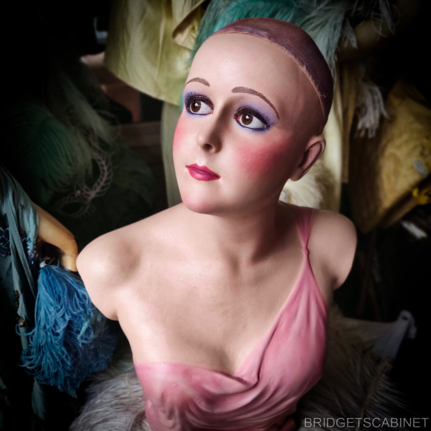 1920 P. Imans Wax Bust Pink Dress