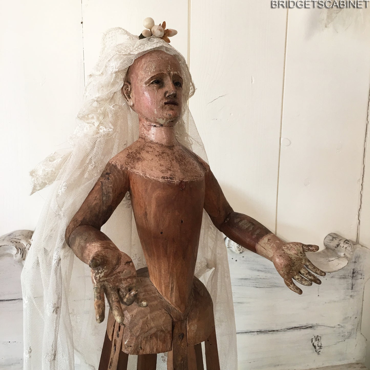 1700s Rare Madonna Santos Virgin Cage Doll