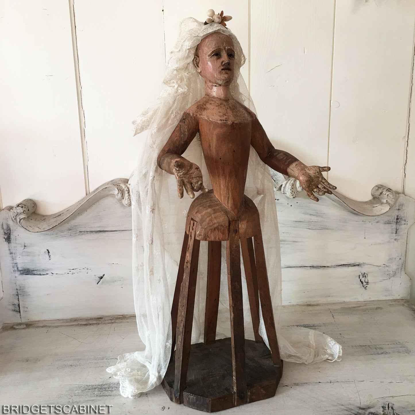 1700s Rare Madonna Santos Virgin Cage Doll