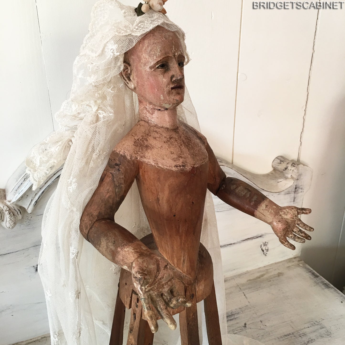 1700s Rare Madonna Santos Virgin Cage Doll