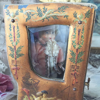 Antique Vernis Martin Doll Sedan Chaise