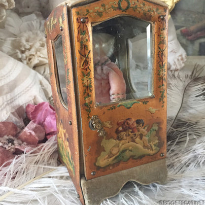 Antique Vernis Martin Doll Sedan Chaise
