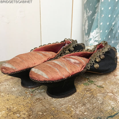18th Century Black Silk MArie-Antoinette Shoes