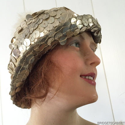 1920s French Stage Sequin Dress/ Hat