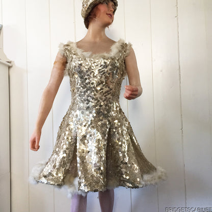 1920s French Stage Sequin Dress/ Hat