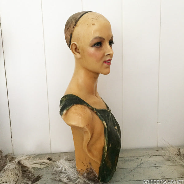 1920 Art Nouveau Wax Bust Signed