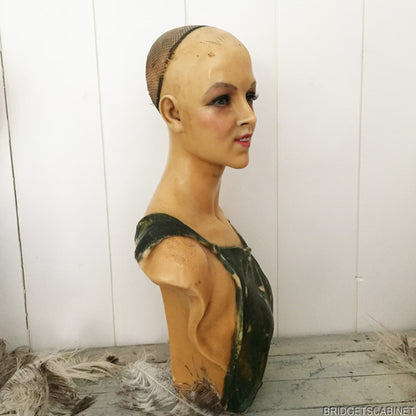 1920 Art Nouveau Wax Bust Signed