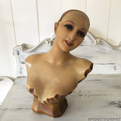 1920s French Lodier Wax Wig Bust