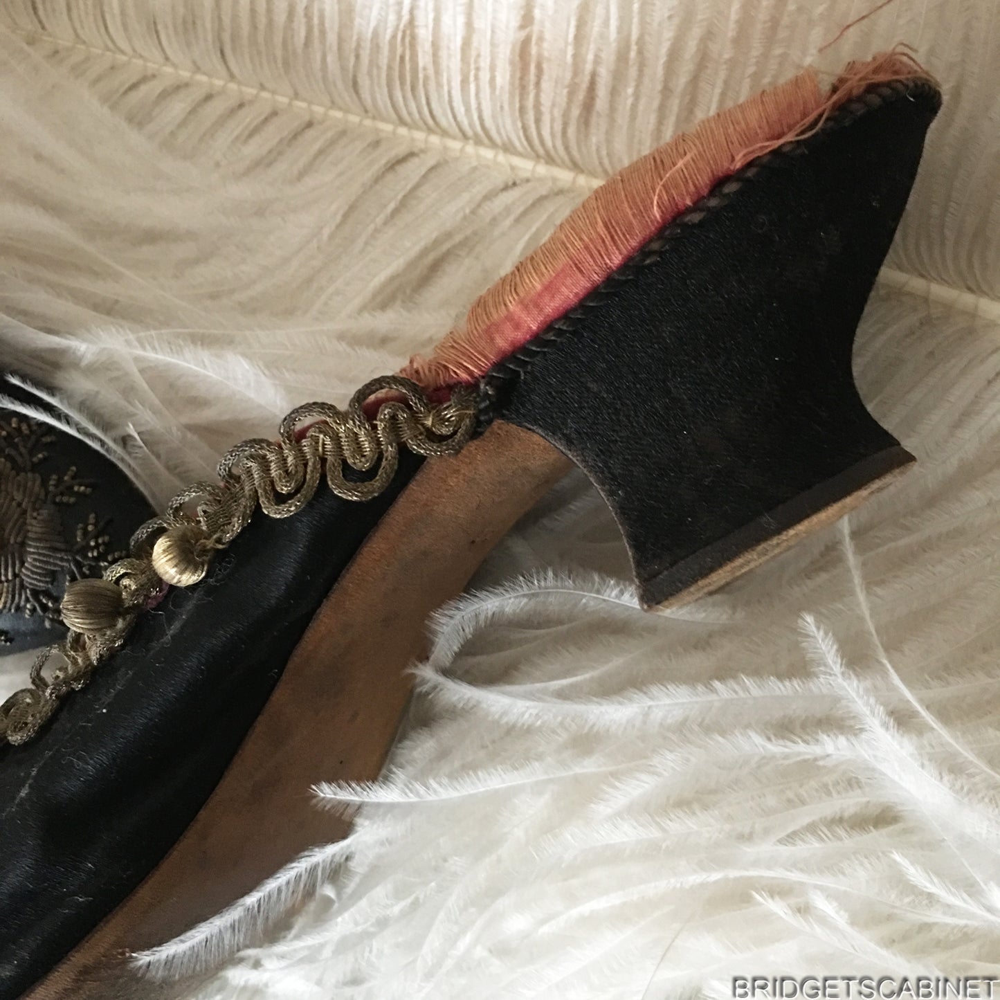 18th Century Black Silk MArie-Antoinette Shoes