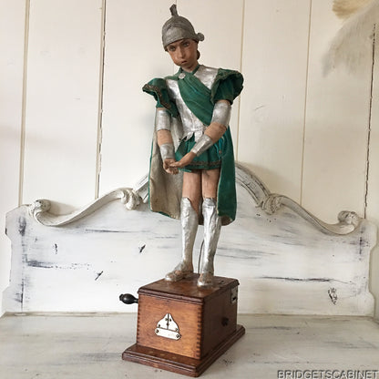 Antique Paper Mache Automation Puppet on Bell Phone Box
