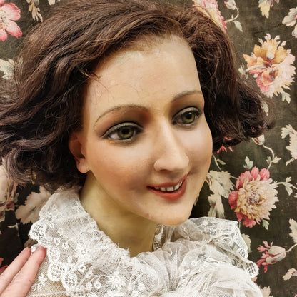 1920s French Wax Bust Mannequin