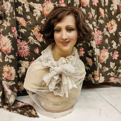 1920s French Wax Bust Mannequin