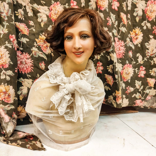 1920s French Wax Bust Mannequin