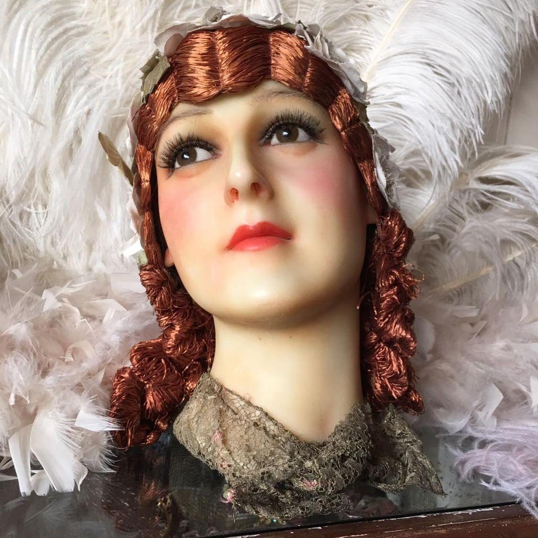 1920s French Wax Head Glass Eyes