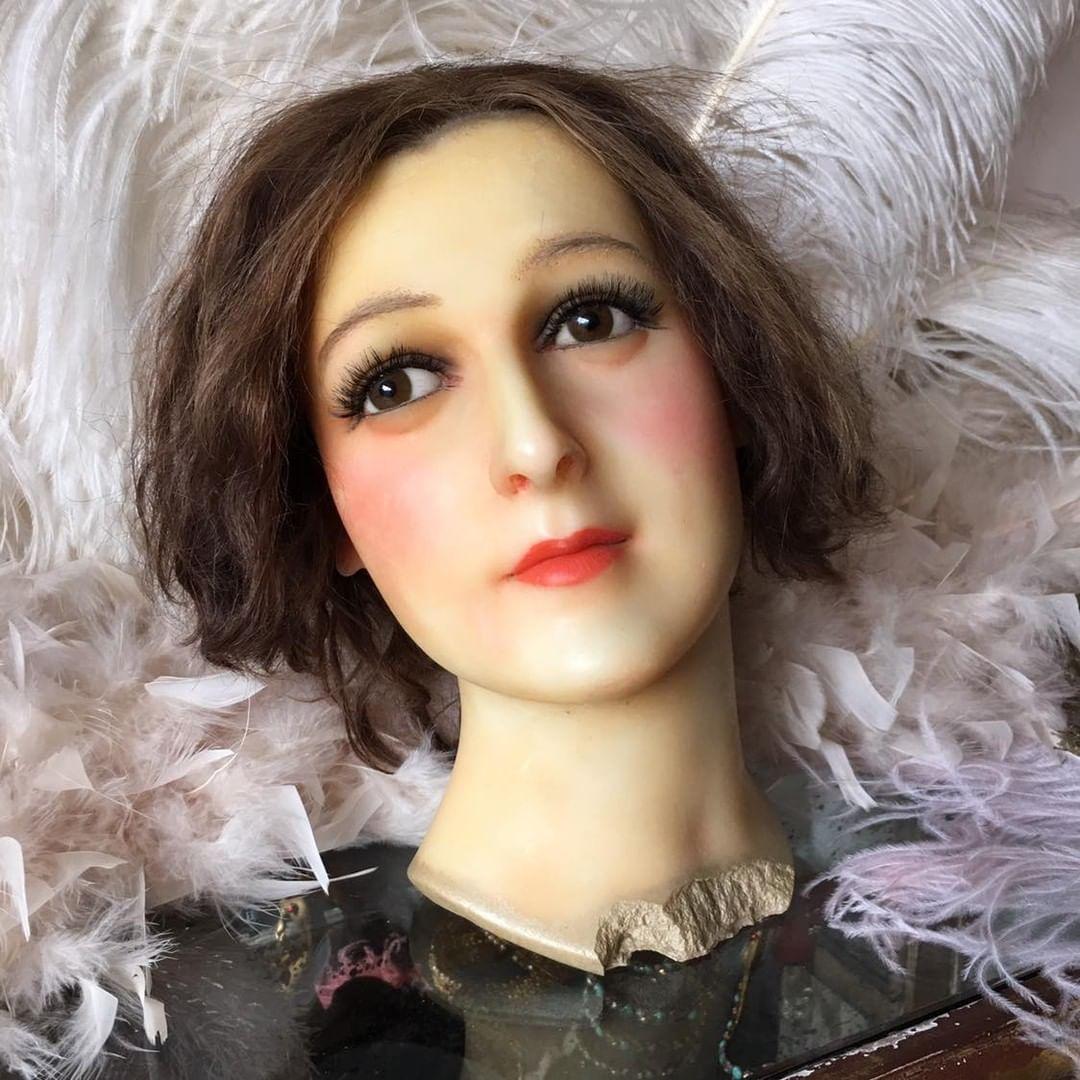 1920s French Wax Head Glass Eyes