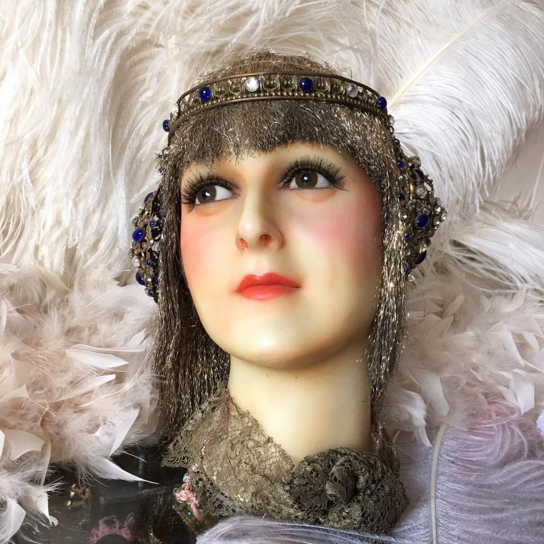 1920s French Wax Head Glass Eyes