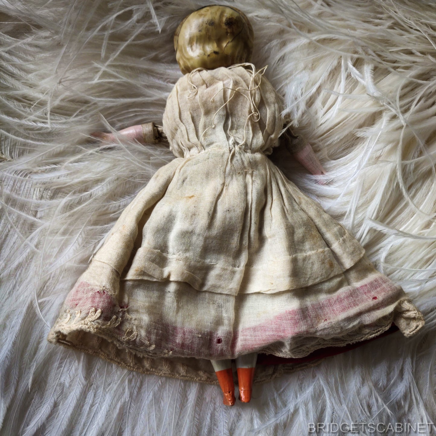 Antique German Wax over Paper Pumkin Head Doll
