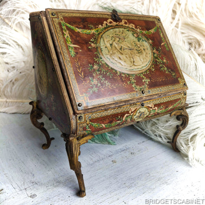 1890s Floral Cherubs Doll Cabinet