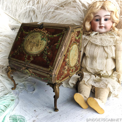 1890s Floral Cherubs Doll Cabinet