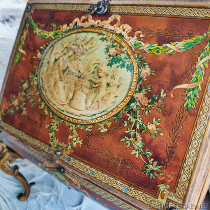 1890s Floral Cherubs Doll Cabinet