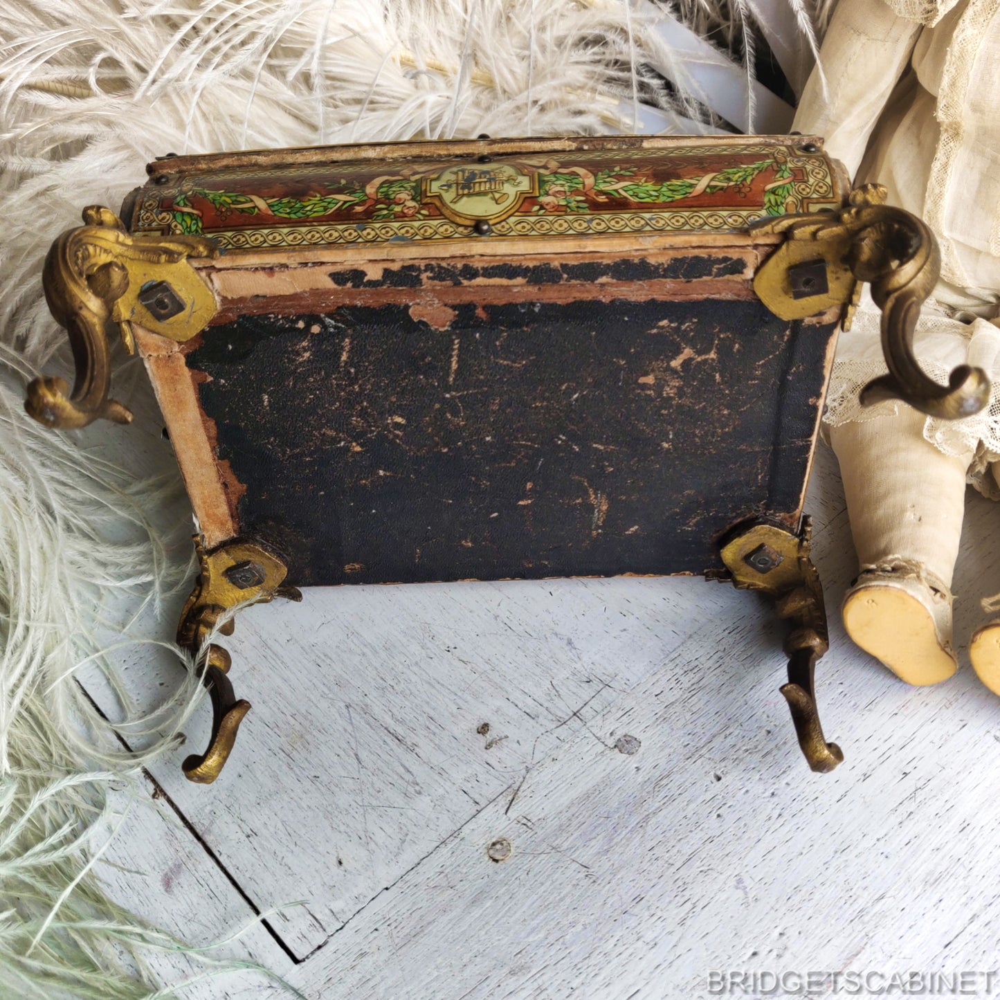 1890s Floral Cherubs Doll Cabinet
