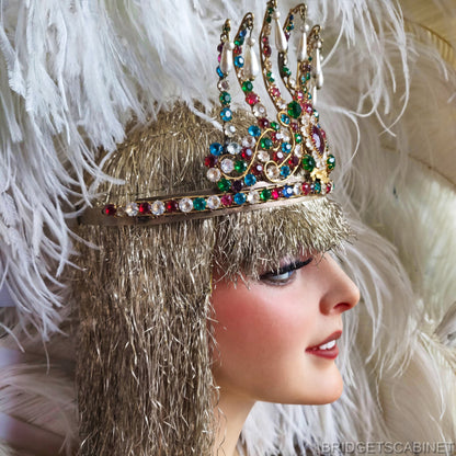 1920s Stage Rhinestone Crown Headdress