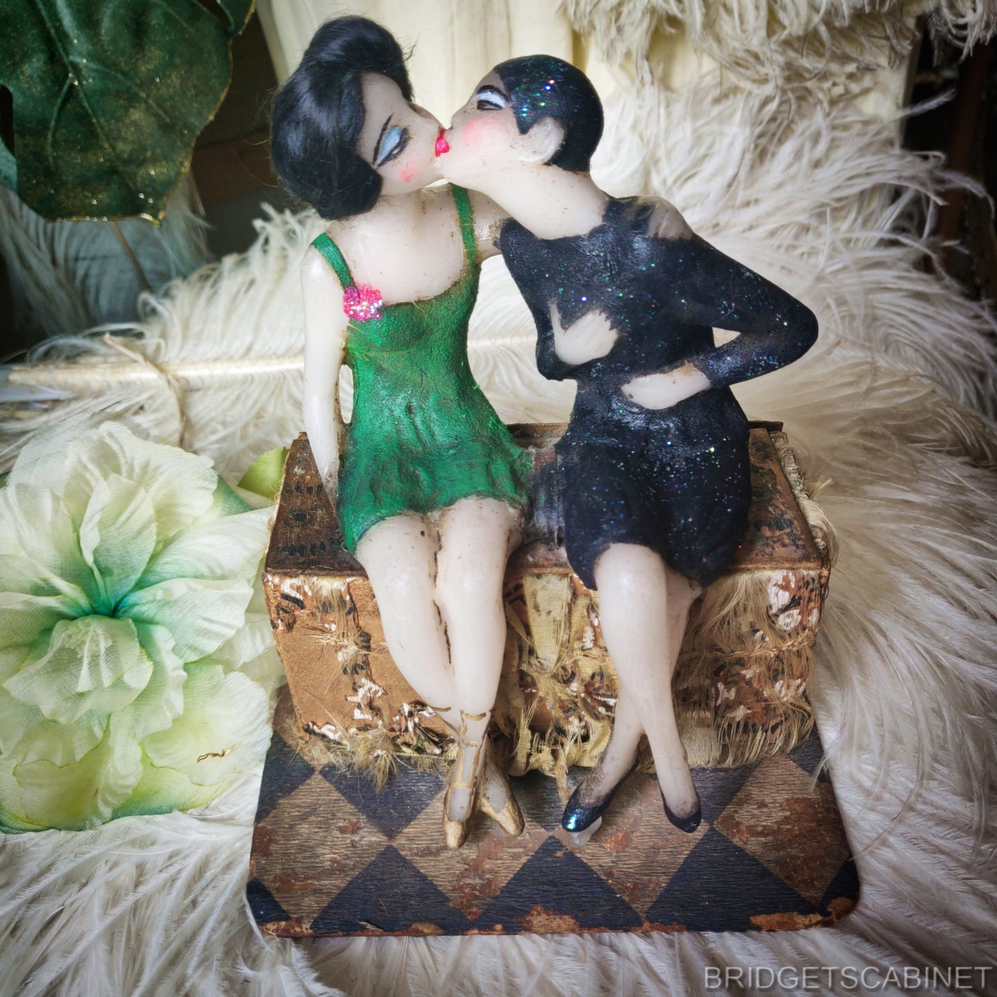 1920s Wax Columbine Doll Scene